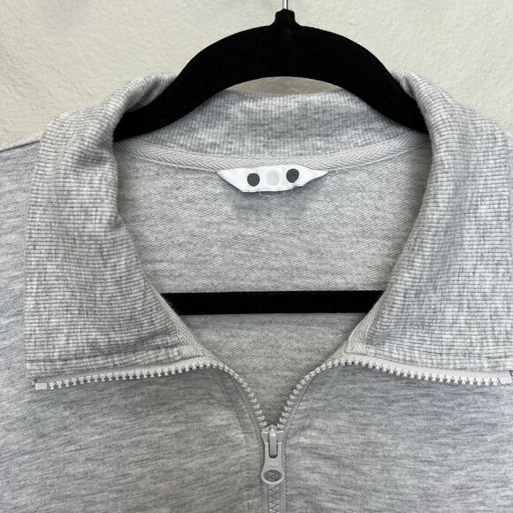 Three Dots | Light Gray Relaxed Fit Cozy Quarter Zip Pullover Top Sz. Large - Picture 3 of 5